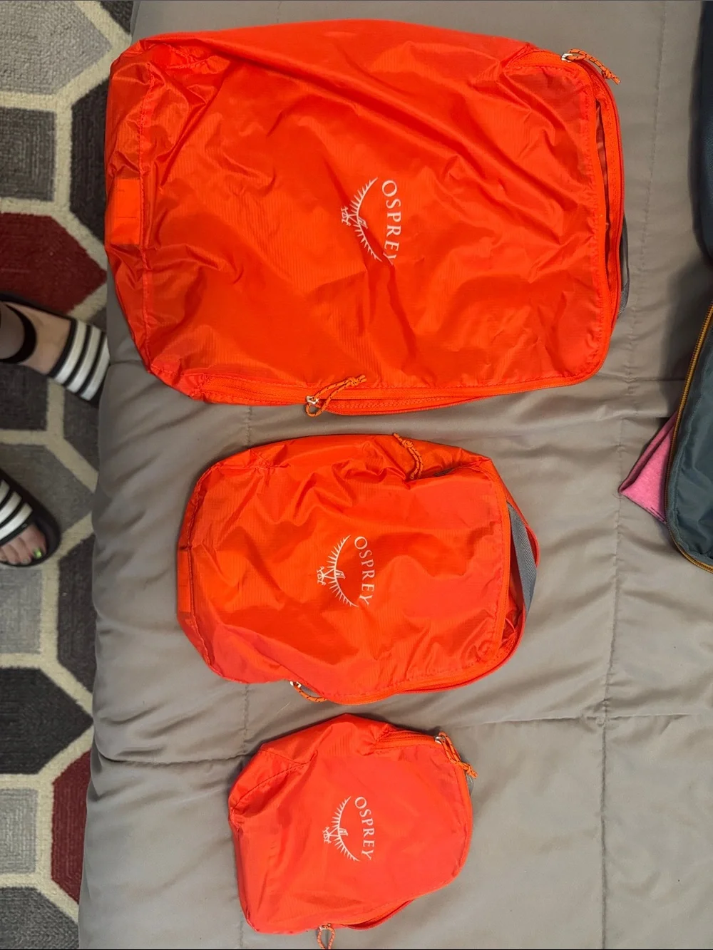 OSPREY Bright Orange Packing Cube Set - 3 Piece Travel Organizers